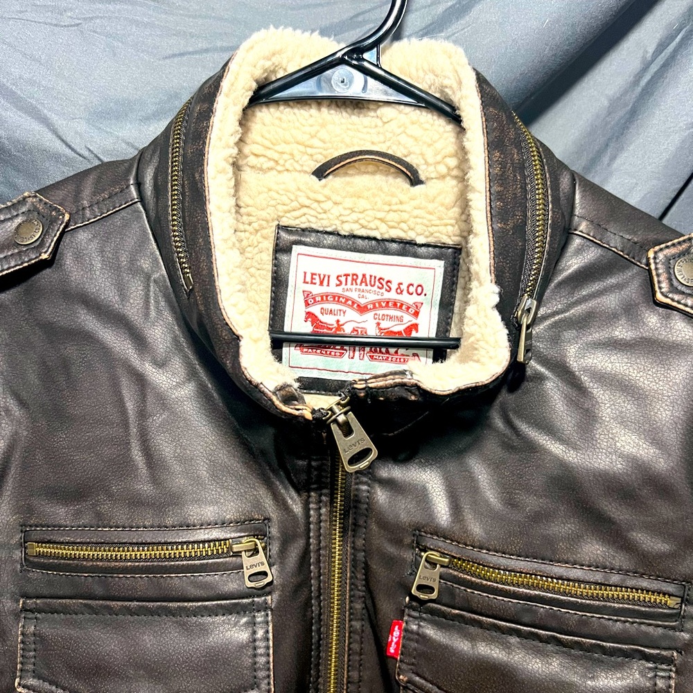Faux leather bomber